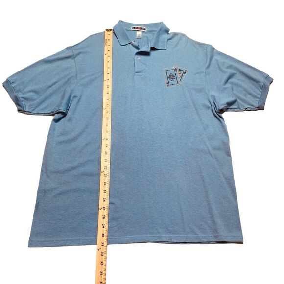 Vintage Jerzees Poker Cards Polo Shirt Studded Embellished Blue Sz XL - Picture 6 of 9